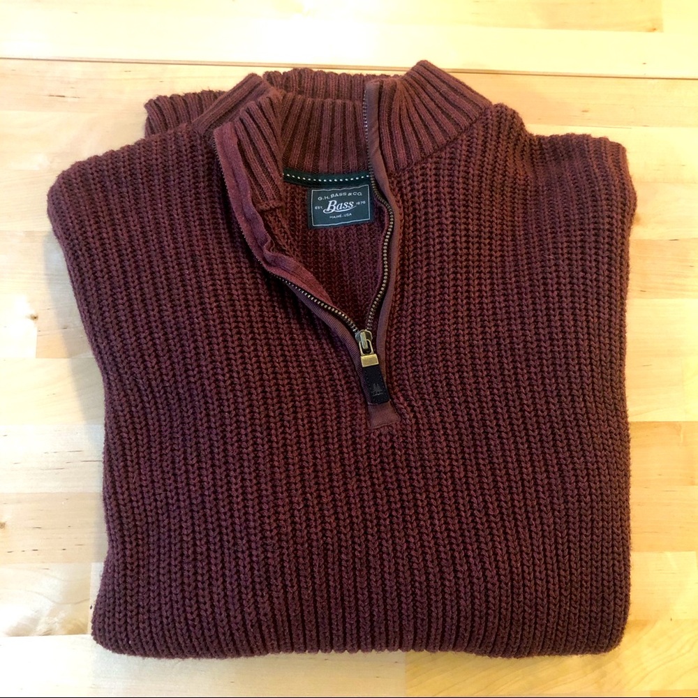 2for$20🦋 Bass Zip Neck Knit Sweater, Size Medium